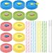 Regular Mouth Mason Jar Lids with Straw Hole/Plastic Straws/Silicone Stoppers/Silicone Rings/Cleaning Brush, Rust-proof, BPA Free Plastic Canning Lids, Great for Drinking & Food Storage(26 Pack)