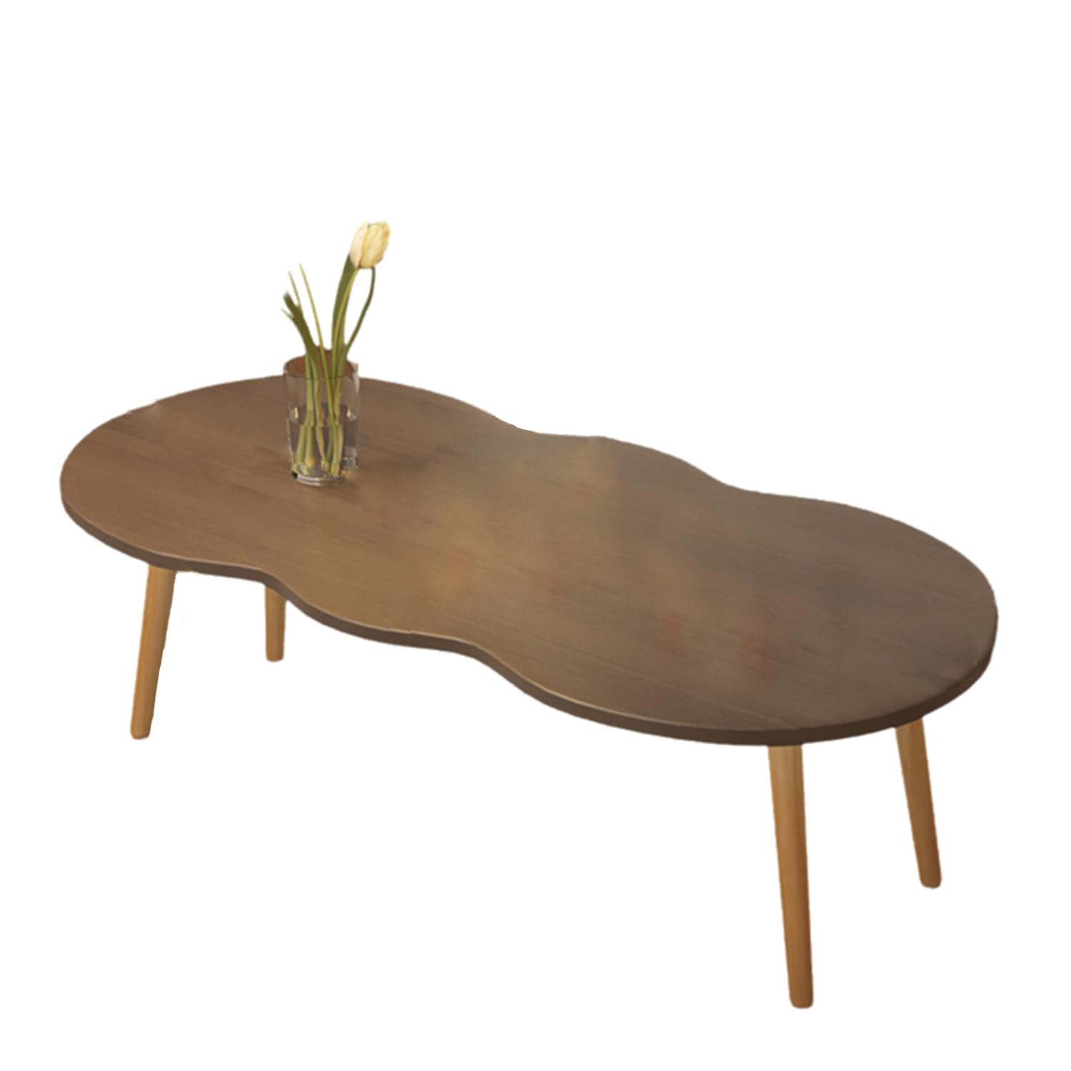 Herla Coffee Table Low Table Modern Coffee Table Solid Wood Sturdy Floor Table Desk Living Room Center Minimalist Display Coffee Table with Cloud Shape for Living Room Bedroom Sofa