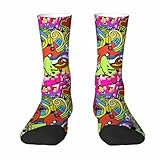 Pehede Street Graffiti Funny Novelty Crazy Crew Socks Colorful Wall Art Hip-Hop Fashion Crazy Mens Socks for Women Gifts Dress Socks