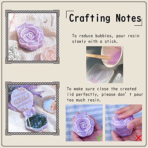 Compact Mirror Jewellery Making Epoxy Resin Silicone Moulds Seashell Cat Rose Round with Acrylic Mirrors Supplies 44-kit - Image 4