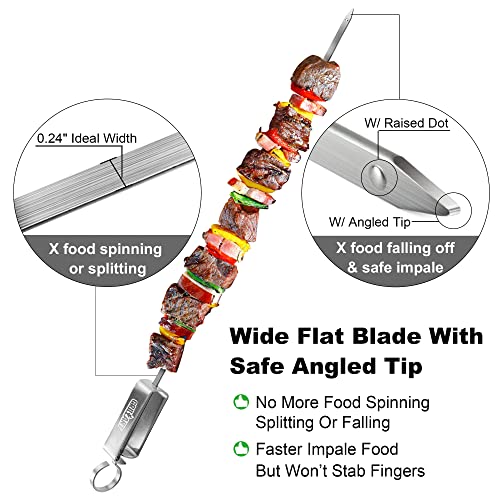 Grillart Kabob Skewers For Grilling - Metal Skewers For Kabobs With Slider - Flat Bbq Skewers Stainless Steel - 17" Shish Kabob Grill Skewers & Ideal Kabob Sticks For Meat Shrimp Chicken Veggie(10Pcs) #TOP3
