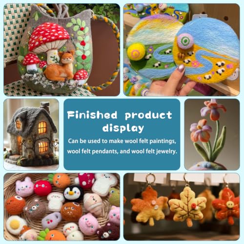 Image of Mayboos 60 Colors Needle Felting Kit with Assorted Wool Roving & Needles | Soft Felting Wool, with 4 Sizes Felting Needles 60 Pcs Total &3 Wooden Handles for Adults & Beginners DIY Felting