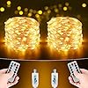 BrizLabs Led-lichtsnoer voor Kerstmis, 10 m, 100 leds, USB-koperdraad, met timer, waterdicht, sfeerverlichting, micro-lichtketting, voor binnen, kamer, bomen, buiten, bruiloft, feest, doe-het-zelf, warm wit