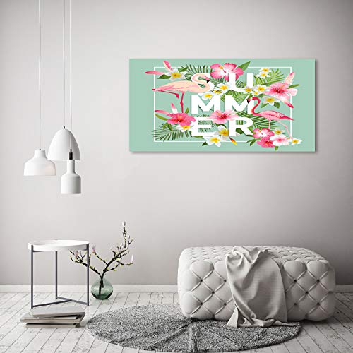 Impression sur Verre 120x60 cm Tulup Tableau Flamants Multicolore