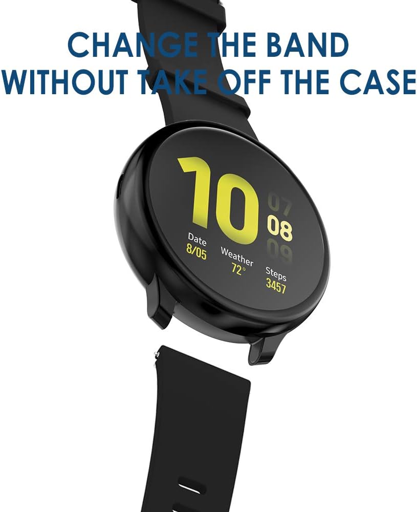 Simpeak Case Compatible with Galaxy Watch Active2 44mm, 5 Packs Full Around Soft Screen Protector Cover Bumper for Galaxy Watch Active 2, Clear Black Gray Gold Silver - 44mm
