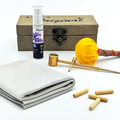 Sword Katana Cleaning Kit Contains Choji Oil Copper Hammer Chamois Uchiko Ball 2 Pairs Peg (Mekugi) Apply to Care for Japanese Samurai Swords