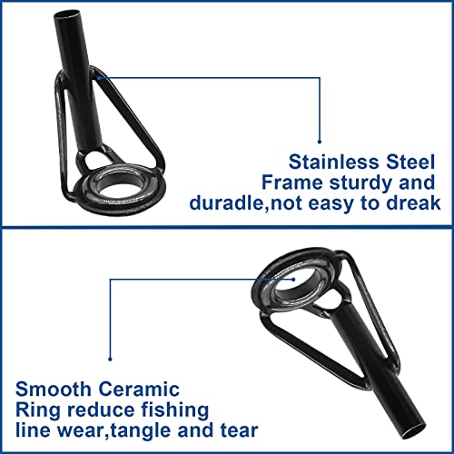 Litoexpe 8 Pieces Fishing Rod Tip Repair Kit, Black Stainless Steel Ceramic Guides Ring Fishing Pole Eyelets Repair Kit by Litoexpe - Image 4
