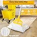 35 Qt Commercial Mop Bucket with Side Press Wringer on Wheels,Heavy Duty Industrial Mop and Bucket Set for Floor Cleaning,Including 1 Wet Floor Caution Sign for Household,Business,Yellow