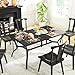 Outsunny Rectangle Outdoor Dining Table for 6 People, Steel Rectangular Patio Table with Umbrella Hole, Steel Frame for Garden, Balcony, Black