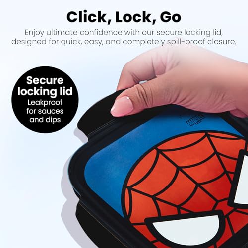 Yoobi x Marvel Spider-Man Bento Box and Ice Pack – Gift – 3 Compartment Lunch Box, Dishwasher & Microwave Safe Food Container for Kids & Tweens – BPA & PVC Free, Leakproof3