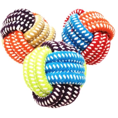 Generico Palla in Corda SINGOLA GRANDE 9 Cm. Diametro, Giocattolo Cani, Pallina Gioco Interattivo, Addestramento Masticare Pulizia Denti, Taglia Media Piccola Multi Colore CASUALE