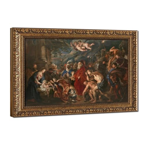 Poster The Adoration of The Magi Rubens impression toile avec cadre suspendu 61x91.4 cm