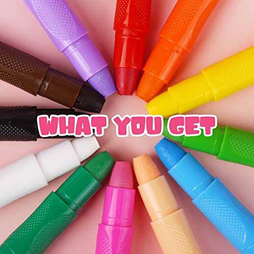 BOBISUKA Face Body Paint Sticks Kit, 12 Color Water Based Face Painting Crayon Set for Art Theater Halloween Party Cosplay Clown SFX Makeup for Women Adults, Non-Toxic Washable2