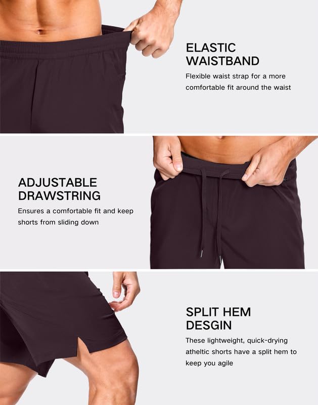 Image of GGJ Men's Lightweight Athletic Shorts with 2 Zipper Pockets 7 inch /9 inch /5 inch Gym Workout Running Quick Dry Tennis Shorts for Men