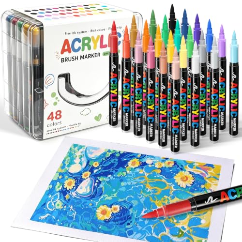 Acrylmarker Set, Marker Stifte Wasserdicht Acrylstifte Markers-48 Farben