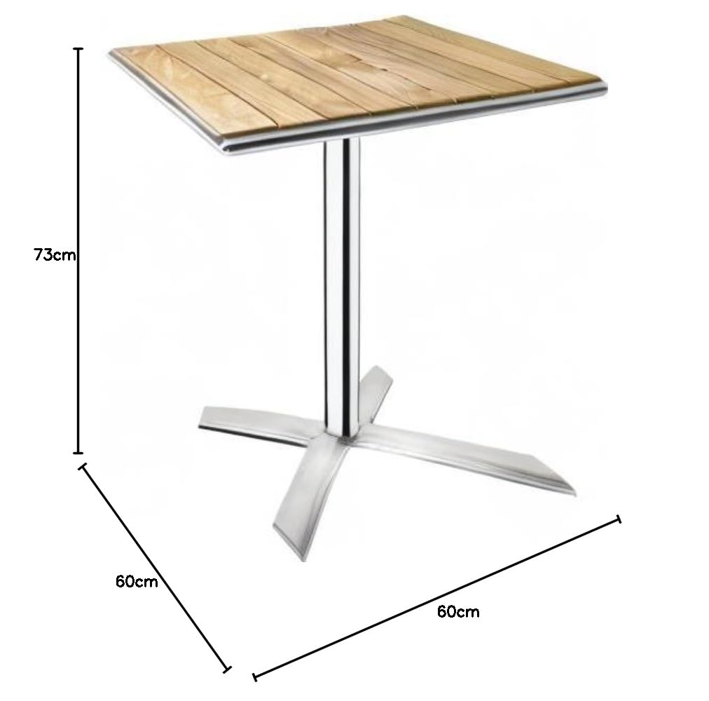 Bolero, tavolino quadrato con piano in legno, 730 x 600 x 600 mm, piano ribaltabile, per patio e bar