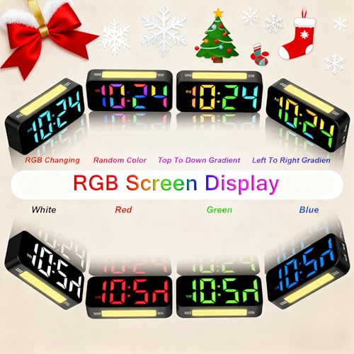 Image of Topski Loud Alarm Clocks for Bedrooms Heavy Sleepers, Plug-in Digital Bedside Clock with RGB Night Light, Large Display, Dual Alarm, Snooze, Dimmable, 3 Volumes, Plastic, Black
