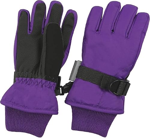 Zelda Matilda 3M 100G Thinsulate - Waterproof Warmest Winter Kids Gloves For Boys and Girls (Fioletowy, 8-10 Lata)