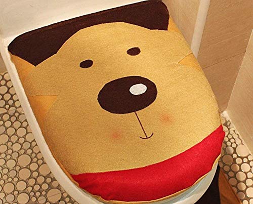KIRALOVE Weihnachtstoilettenwasserabdeckung - Weihnachten - badezimmerlos - Teppich - toilettenabdeckung - 3 stücke - beige - braun - rote Farbe - weihnachtsbadezimmerdekoration – Bild 3