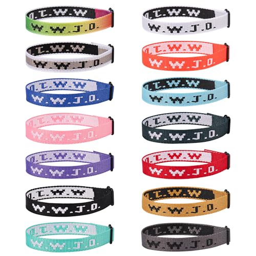 14PCS WWJD Christian Bracelet Pack for Women Men, WWJD Bracelets Bulk Christian Jesus Gifts Adjustable Wristbands - What Would Jesus Do Bracelet