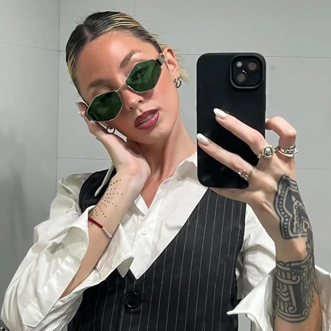 Image of Retro Hexagonal Sunglasses For Men & Women | Trending, Stylish & Durable Metal Frame Vintage 90s Sunglasses With UV 400 Protection Lenses