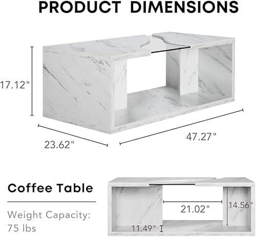 Miniatura 3 de 247 Shop at Home Jasper - Mesa auxiliar moderna de 48 pulgadas con mesa de cristal, escritorio rectangular bajo, gran almacenamiento, sala de