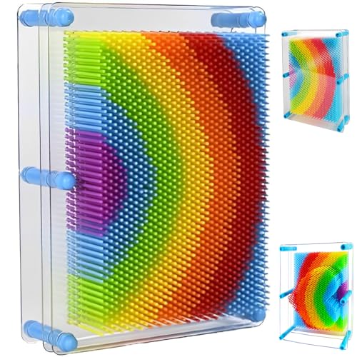 Novastream Pin Art Rainbow Impression Board Rainbow Toys 3D Pin Art Toy for Stress Relief & Desk Decor 12.5 cm