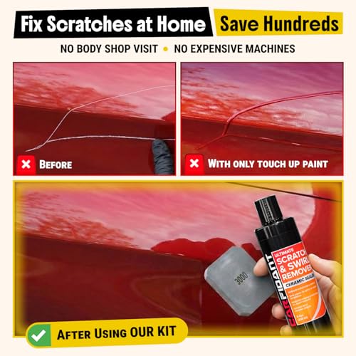 Image of Carfidant Scratch and Swirl Remover - Car Scratch Remover for Vehicles Paint - Polishing Compound for Cars - Paint Restorer Kit with Pad, Microfiber and Sanding Block