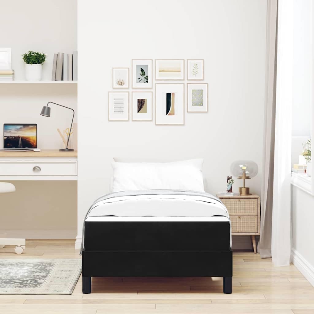 IKAYAA Letto Singolo 100x200 con Materasso e Rete a doghe Letto Singolo Imbottito Struttura Letto Letto per Ragazzi -Nero-100 x 200 cm