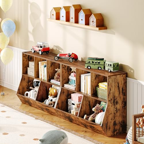 image for HOOBRO Kids Bookshelf, Bookcase Footboard, Toy Storage Cubby, 35.4