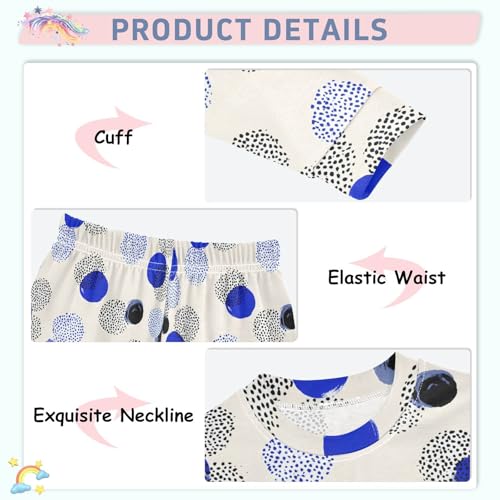 Cartoon Pajamas Set Dot Pattern Long Sleeve PJs Cotton Jammies Sleepwear Top and Pants Multicolor4