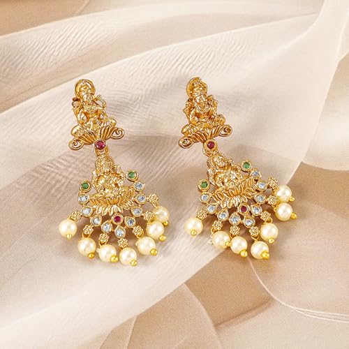 Image of Rubans Gold Plated Temple Necklace Set Traditional Statement Jewellery Gift for Women & Girls