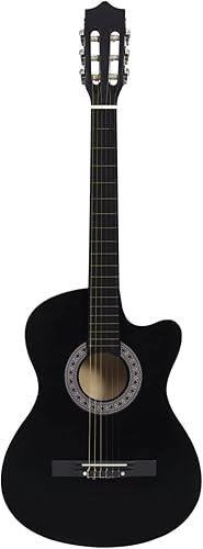 Tidyard Juego de guitarra con 6 cuerdas de 38 pulgadas, color negro para principiantes, estudiantes, adultos