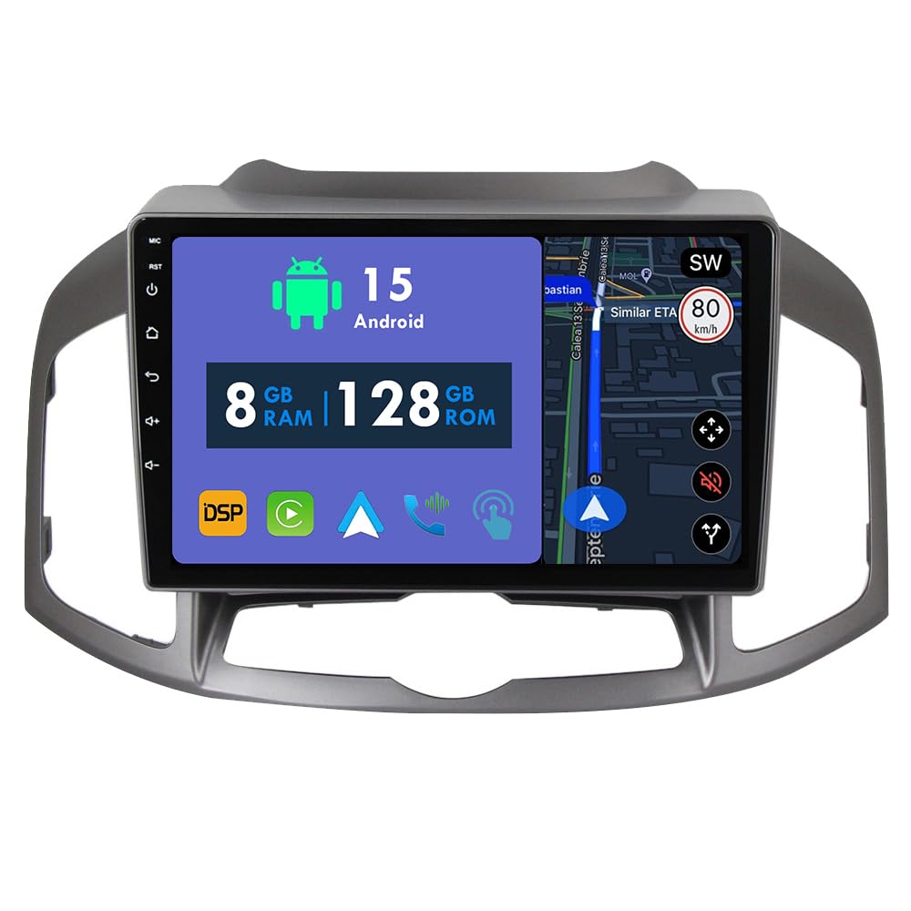 RoverOne CarPlay Stéréo 8G+128G pour Chevrolet Captiva 2011-2016 avec Android Auto Radio GPS Navi Bluetooth RDS WiFi Écran Tactile Lecteur Multimédia