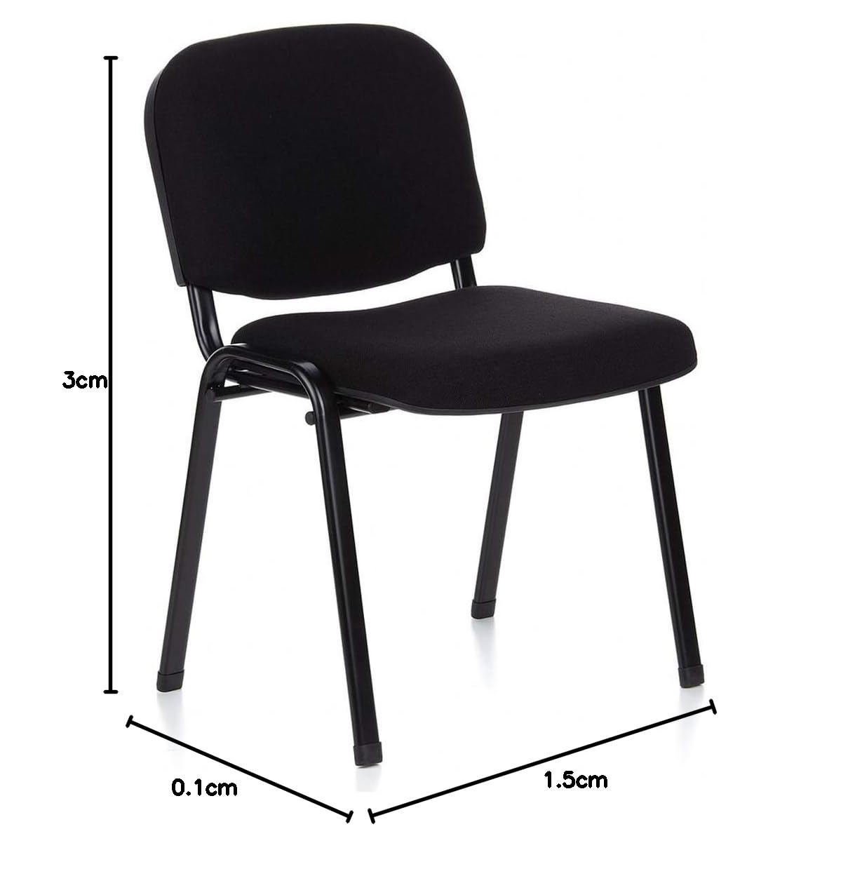 Europrimo Set 4 SEDIE da Ufficio Poltrona Fissa per Sala Attesa Struttura Metallo Verniciato Nero Rivestimento Tessuto Nero - Made in Italy