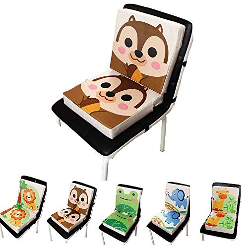 PetKids Kinder Sitzkissen Sitzerhöhung Stuhl Flachs Sitzerhöhung mit Niedlichen Animal Print demontierbar einstellbar para Kindersitze, 33 * 6.5CM+33 * 4.5CM Cover
