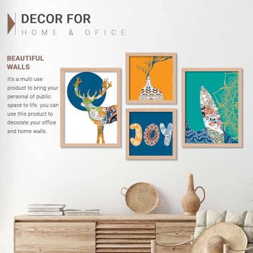 Image of kotart Modern Art Wall Decor Framed Wall Paintings for Living Room, Bedroom - Framed Wall Decor Paintings with Frame - Photo Frames for Wall Decoration Set of 4 (Art 6, 13X17 inch)