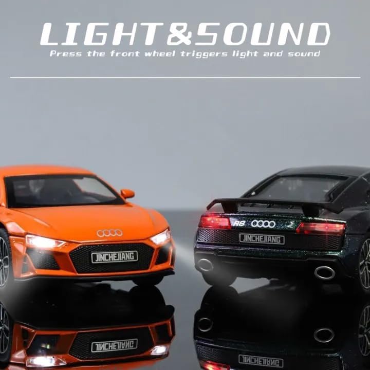 Image of MANAKI ENTERPRISE Scale 1:32 Audii R8 Sports - Multicolor Alloy Diecast Pullback Metal Car Toy with Sound Light & Opening Doors - Best Gift Toy for Kids