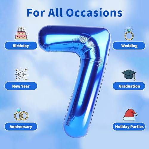 Image of Number Balloons Navy Blue Balloons - Giant Number 10 Balloon, 10 20 30 40 50 Numbers Balloon Birthday Decorations, Blue Party Supplies for Boy Men