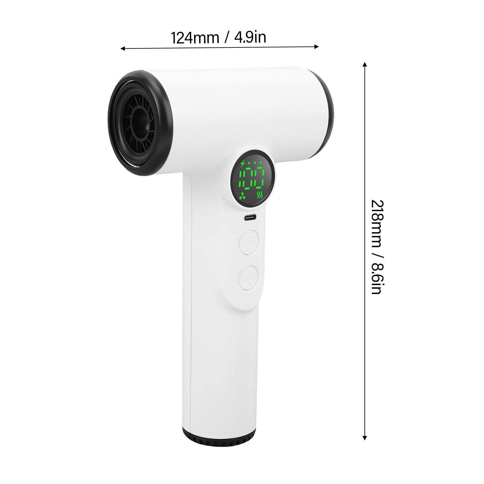 Bewinner Sèche-cheveux Professionnel sans Fil – 3 Vitesses et 3 Températures avec Batterie Rechargeable USB, Sèche-cheveux Portable avec écran Numérique pour Plage, Camping