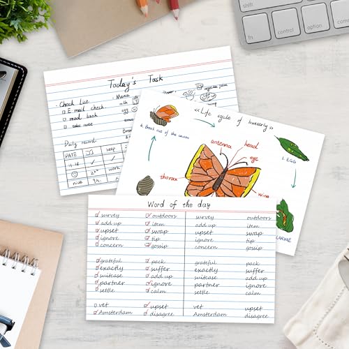 image for Chell Ruled Index Cards 4x6 Inch Heavyweight, 100 Count, Ruled Front a