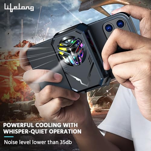 Image of Lifelong Rechargeable Phone Cooler for Gaming | Powerful Semiconductor Technology | Durable Battery | Additional Clip For iPhone & Android | Instant Cooling Fan for Mobile | Wireless | RGB Light