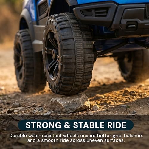 Image of Baybee BeastX Battery Operated Jeep for Kids with Parental Control | Baby Ride On Electric Car with RGB Lights, Music & Swing Mode | Rechargeable Battery Car for Kids 2 to 6 Years (Metallic Blue)