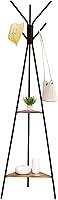 Vista 1 de Perchero independiente, árbol de pasillo con 2 estantes, perchero para sombrero, ropa, bolsa, soporte para entrada, sala de estar, dormitorio