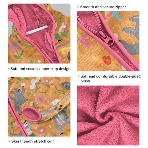 GuoChe Cartoon Patterns with A Yellow Background Kids Sherpa Jacket3