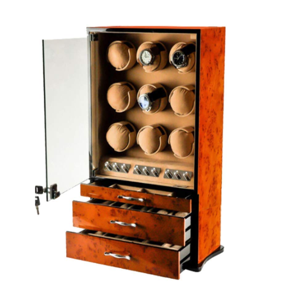 OLSKFUH Watch Winder Automatic Watch Winder With 9 Watch Winder Positions And 9 Display Storage Spaces With Drawer 0 Magnetization Winder Watch Shaker Box,