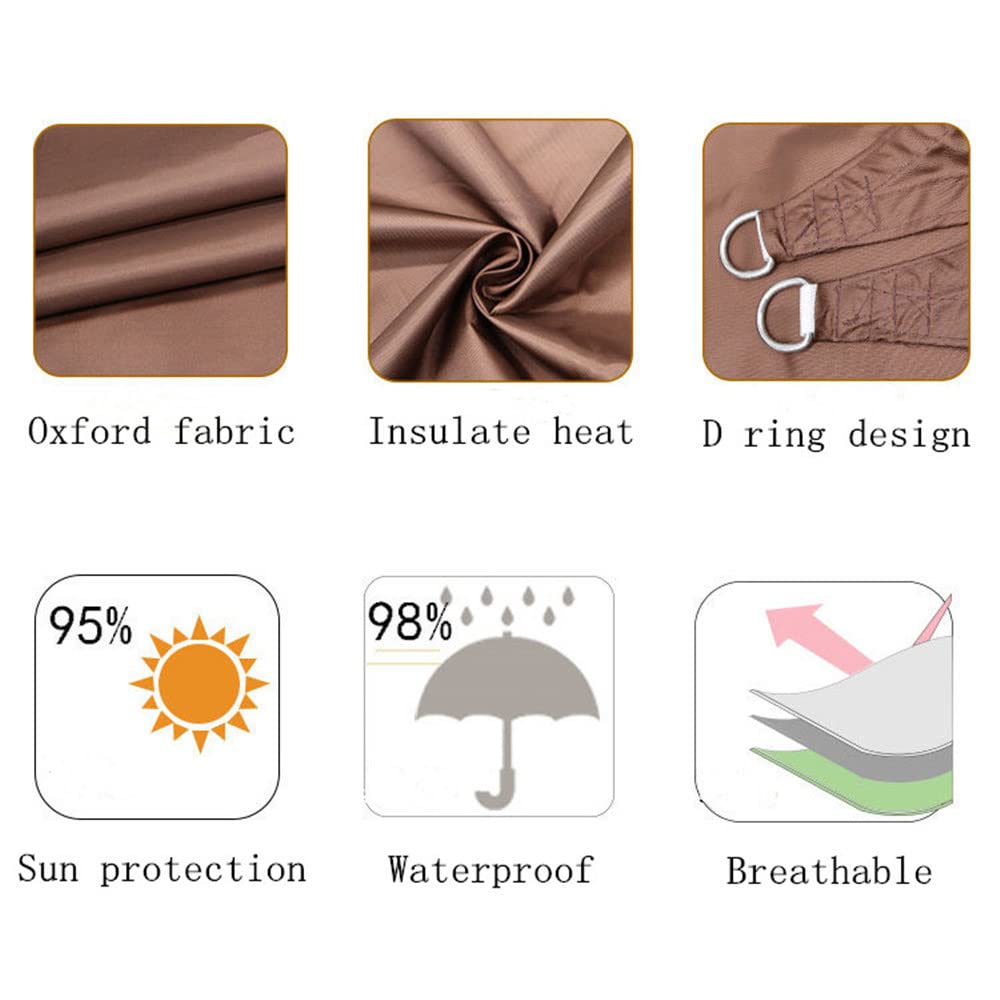 Tenda da sole rettangolare impermeabile con blocco UV resistente tessuto Oxford, utilizzata per feste all'aperto in giardino, terrazza, con corda (4 x 4 m, bianco sporco)
