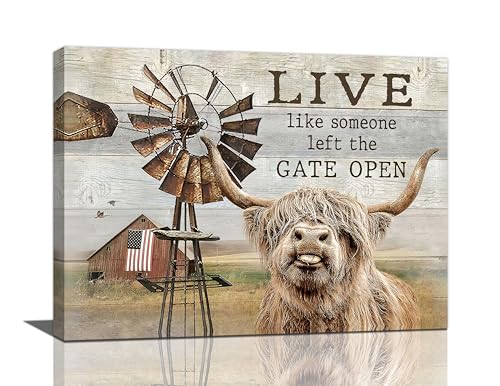 Highland-Cow-Wall-Art-Highland-Cow-Canvas-Painting-Prints-Farmhouse-Rustic-Windmill-Pictures-Western-Wall-Decor-Modern-Artwork-Home-Decoration-for-Bedroom-Bathroom-Living-Room-20x16 Highland Cow Wall Art Highland Cow Canvas Painting Prints Farmhouse Rustic Windmill Pictures Western Wall Decor Modern Artwork Home Decoration for Bedroom Bathroom Living Room 20×16