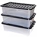 Price comparison product image CrazyGadget® 32L 32 Litre Large Big Plastic Underbed Storage Clear Box Strong Stackable Container - Made In U.K. - Pack of 3