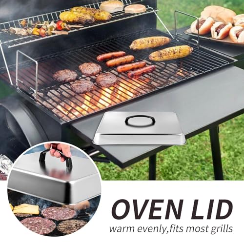 Tapa para plancha y campana de hilvanado rectangular con asa aislante para barbacoa y cocina 4